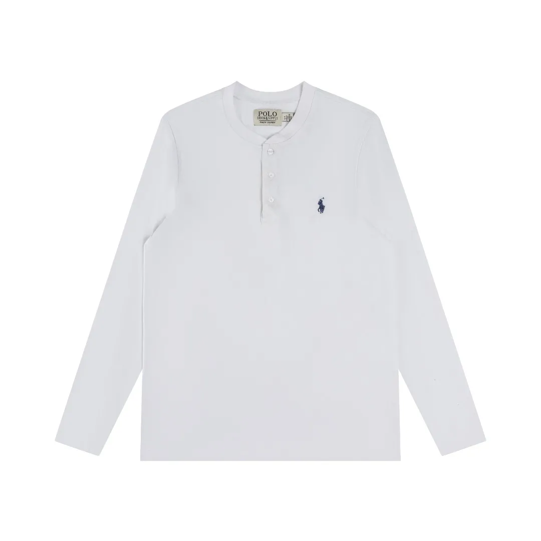 P196 R85 Ralph Lauren Washed, brushed, distressed, Henry stand-up collar, open chest, long-sleeved bottoming shirt, thin sweatshirt, fabric 100% Xinjiang long-staple cotton, imported embroidery logo on the chest, custom threaded collar, classic embroidery, the highest version, suitable for business and leisure daily use! 🌘3-button placket, laser logo pearlescent resin buttons, cuffs and hem are double-stitched, different from the currency version. Washed and distressed, sand-washed and stir-fried. Color: White, Black, Navy Blue, Army Green, Gray Size: S M L XL Length: 69/70/72/75 Bust: 102/108/116/124 Shoulder width: 43/45/47/49 Recommended weight: 100-120/120-140/140-160/160-180 pounds